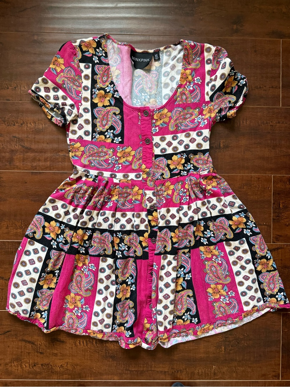 MINKPINK Fuchsia Paisley & Floral Button-Front Tunic